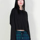 オーバーサイズのセミクロップド丈長袖Tシャツ（ブラック） (Demarc) ＠SEOUL