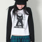 ボスキャット ラグラン セミクロップ 長袖Tシャツ アイボリー＆ブラック (Demarc) ＠SEOUL