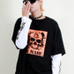 骸骨グラフィック入りダブルスリーブロングスリーブTシャツ（ブラック） (Demarc) ＠SEOUL