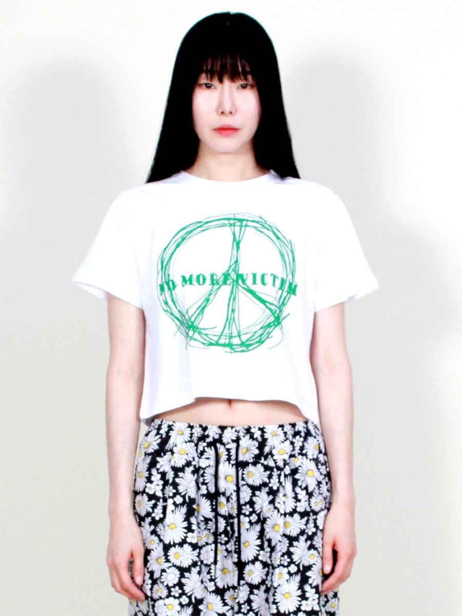 ピースグラフィッククロップ半袖Tシャツ グレー (Demarc) ＠SEOUL