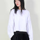 オーバーサイズのセミクロップド丈長袖Tシャツ（白） (Demarc) ＠SEOUL