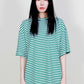 オーバーサイズのストライプ半袖Tシャツ（グリーン） (Demarc) ＠SEOUL