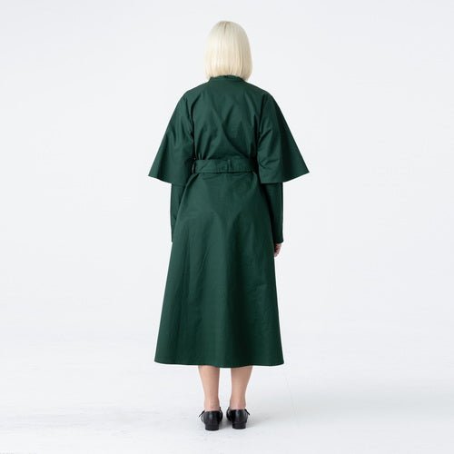 Tie neck collar flare long dress green (wundergeist777) ＠SEOUL