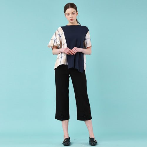 Unbalanced short sleeve t-shirt navy (wundergeist777) ＠SEOUL