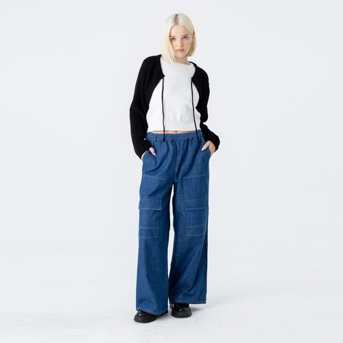 Waist banding medium denim cargo wide pants (wundergeist777) ＠SEOUL