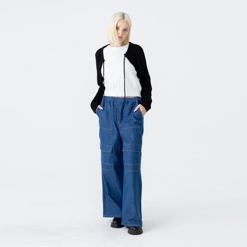 Waist banding medium denim cargo wide pants (wundergeist777) ＠SEOUL