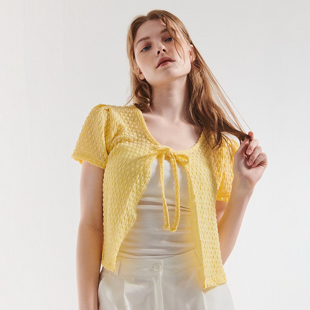 カミノ 23 SUMMER ニットリボンカーディガン イエロー (Camino  