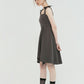 AL DRESS WITH CUTTING DRAPE DARK GREY - ＠SEOUL