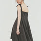 AL DRESS WITH CUTTING DRAPE DARK GREY - ＠SEOUL