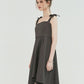 AL DRESS WITH CUTTING DRAPE DARK GREY - ＠SEOUL
