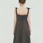 AL DRESS WITH CUTTING DRAPE DARK GREY - ＠SEOUL