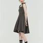 AL DRESS WITH CUTTING DRAPE DARK GREY - ＠SEOUL