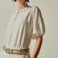バルーンボタンシャーリングトップ Balloon Button Shirring Top - ＠SEOUL