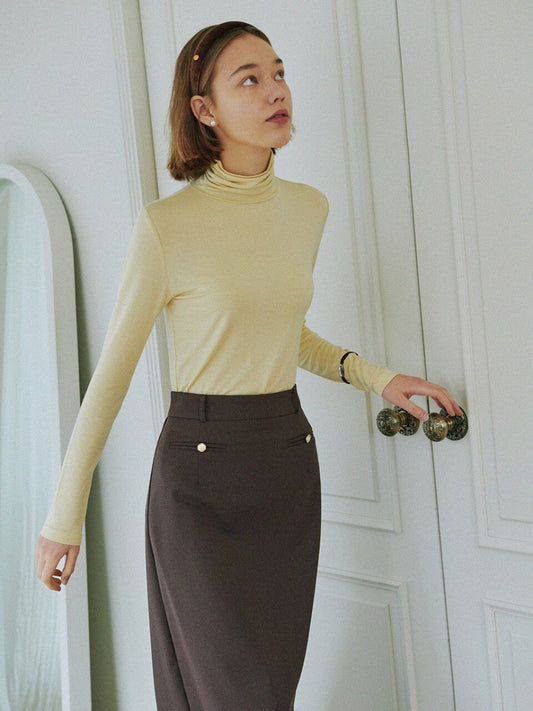 BASIC MODAL PULLOVER_YELLOW - ＠SEOUL