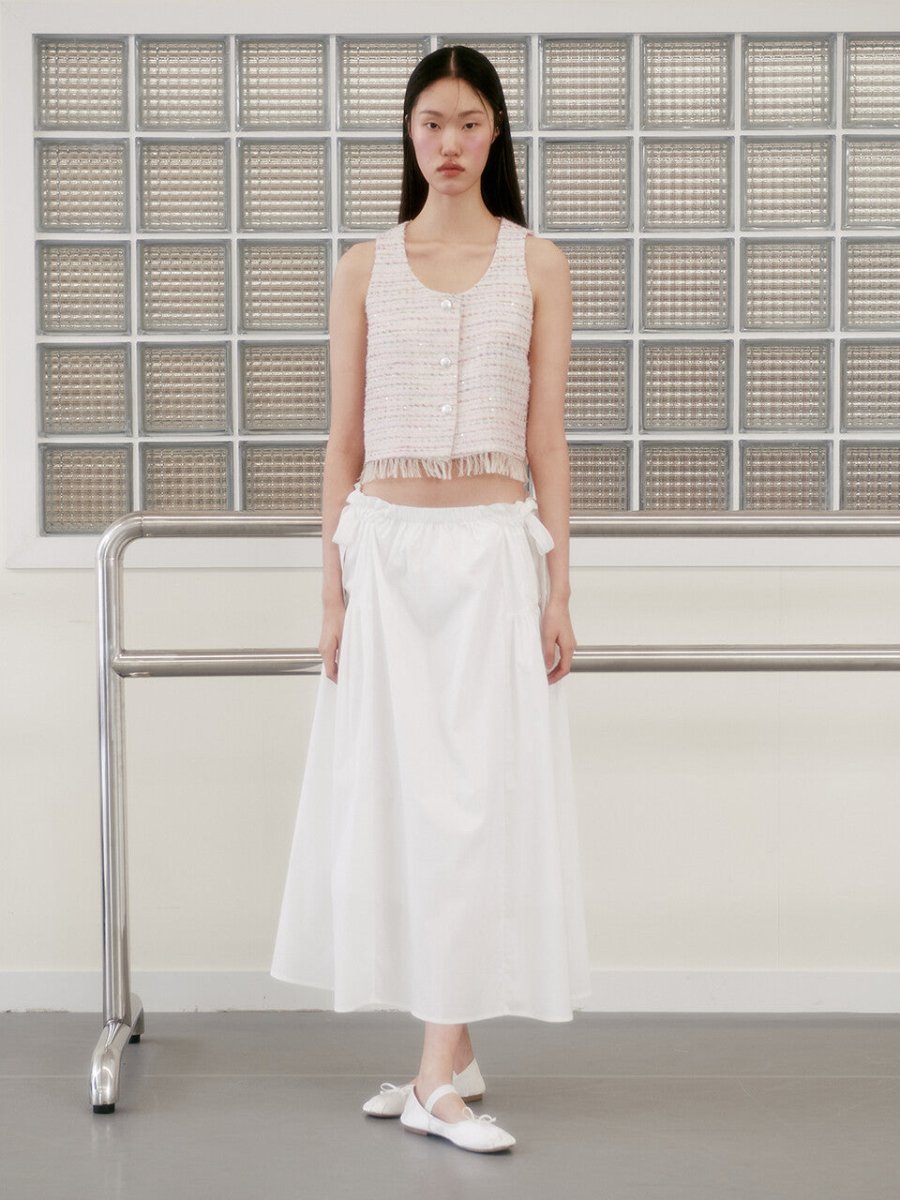 BATU SHIRRED SKIRT_WHITE - ＠SEOUL