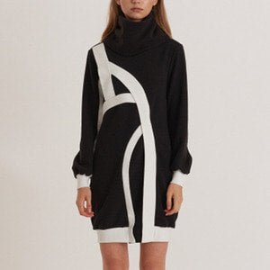Big Turtle-Neck Structural Bubble Knit Dress_BK [タートルネックバブルシルエットのストラクチュラルニットワンピース]。 - ＠SEOUL