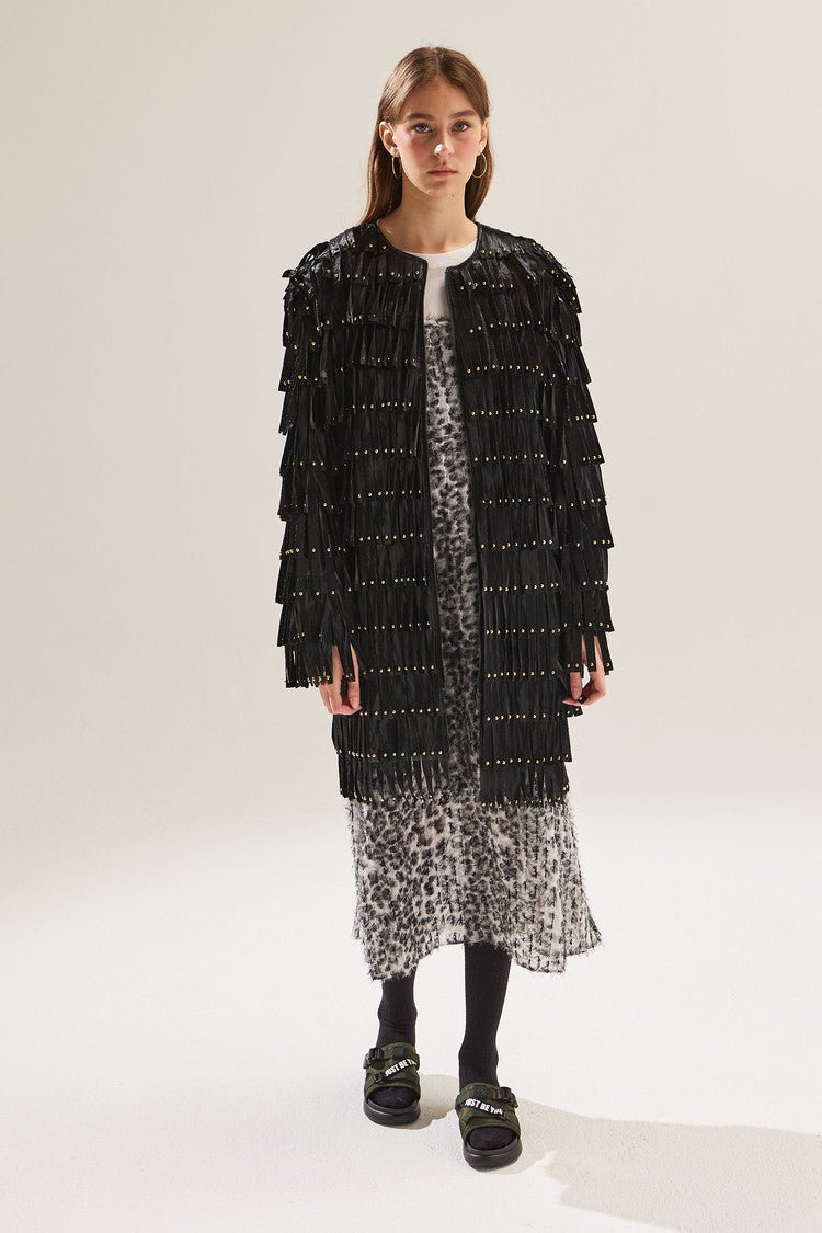 Black stud-tasseled coat - ＠SEOUL