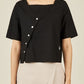 BUTTON SHORT SLEEVED -ブラック - ＠SEOUL