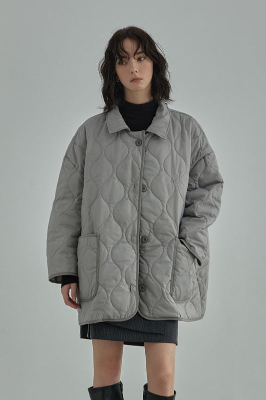 Classic Logo Quilting Jacket- gray - ＠SEOUL