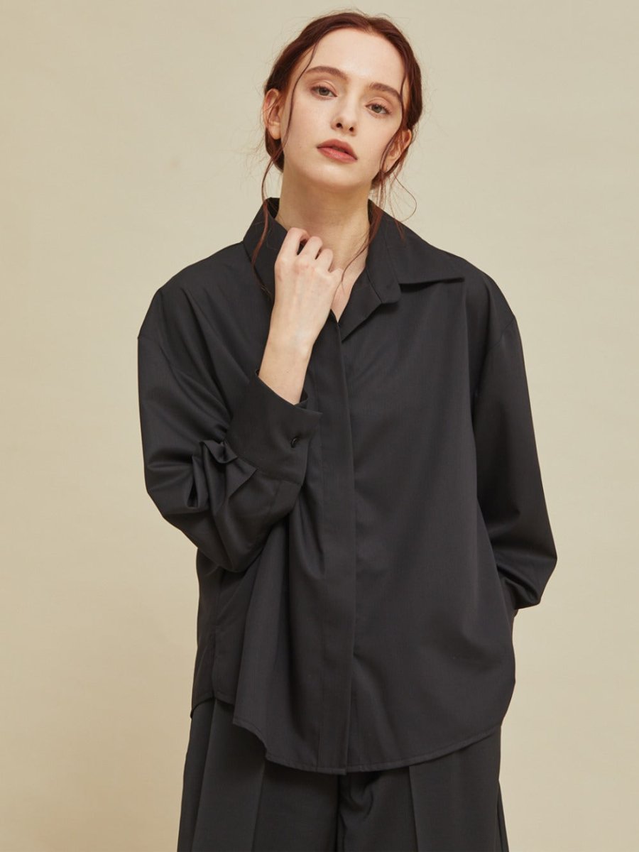 Closet Loose Fit Shirt Black (MANAVIS7) ＠SEOUL