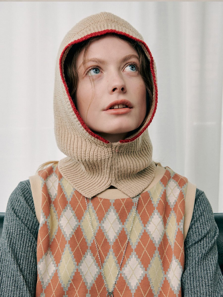 COLOR BLOCK BALACLAVA_BEIGE - ＠SEOUL