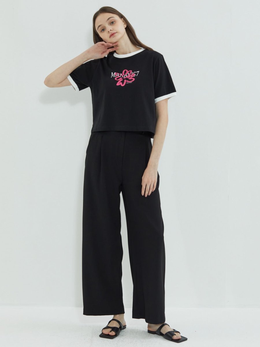 Cool Wide Banding Slacks Black - ＠SEOUL