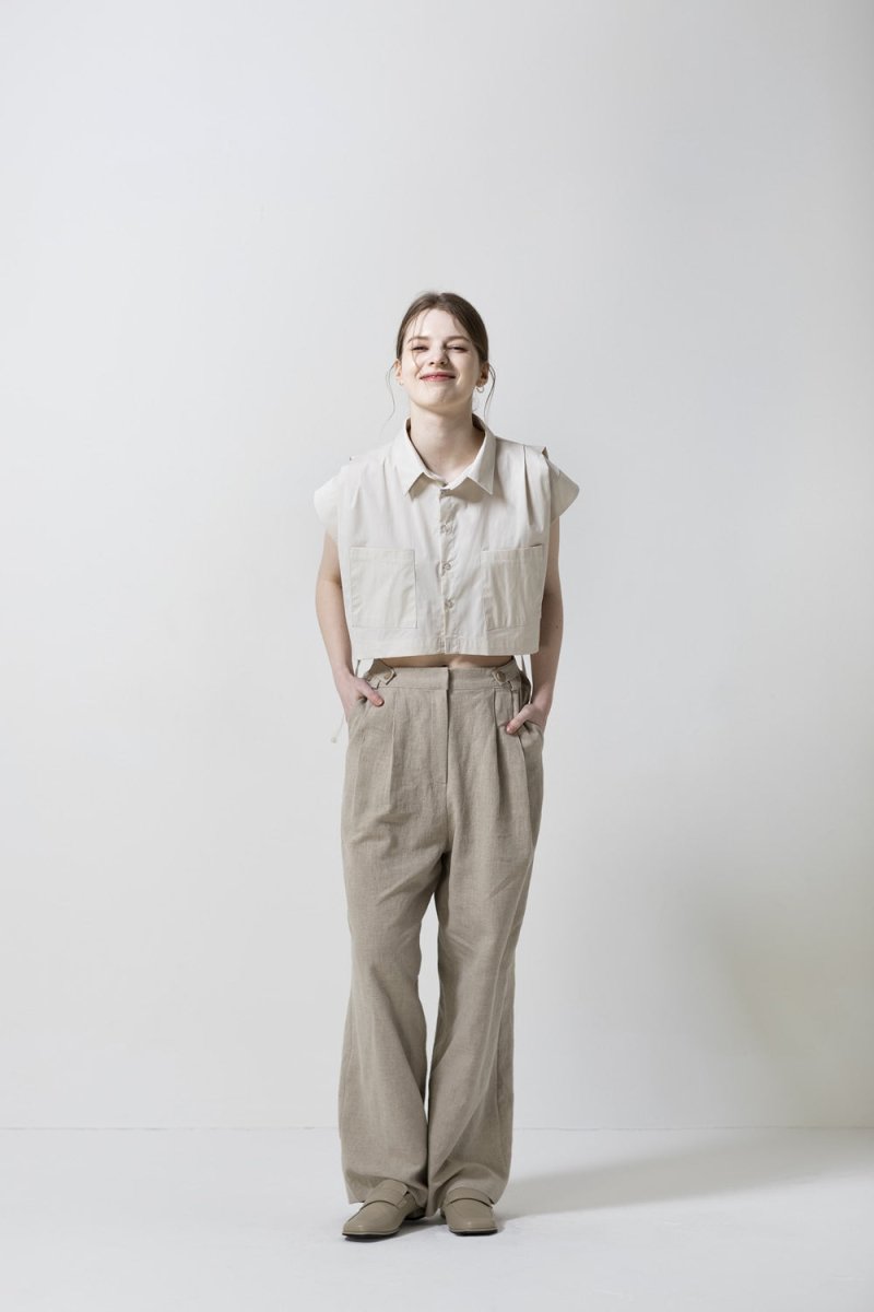 crop pocket shirt -beige - ＠SEOUL