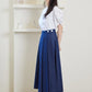 DENIM WHITE BUTTON WRAP SKIRT_BLUE - ＠SEOUL