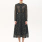 FLORAL CHIFFON PLEATED ONE-PIECE_BLACK - ＠SEOUL