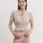 FLORAL SMOCKING CROP BLOUSE_WHITE - ＠SEOUL