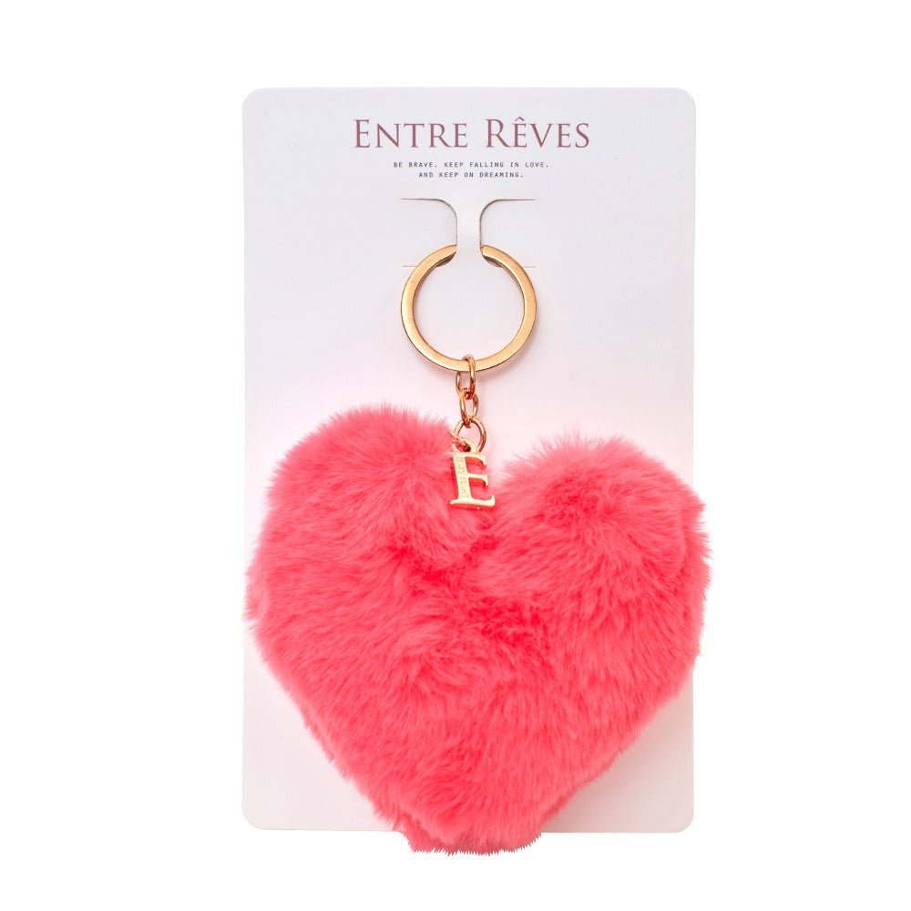 HEART FUR KEYRING LIGHT RED - ＠SEOUL