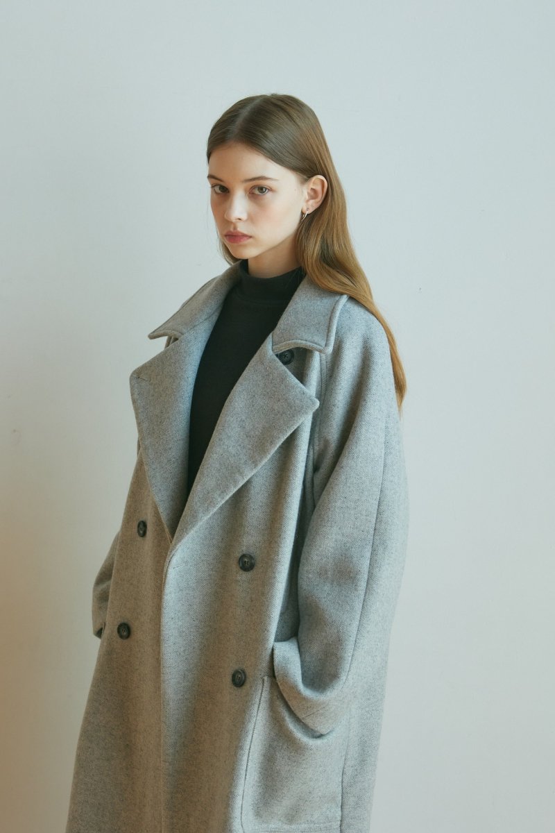 Herringbone Wool Coat -Gray - ＠SEOUL