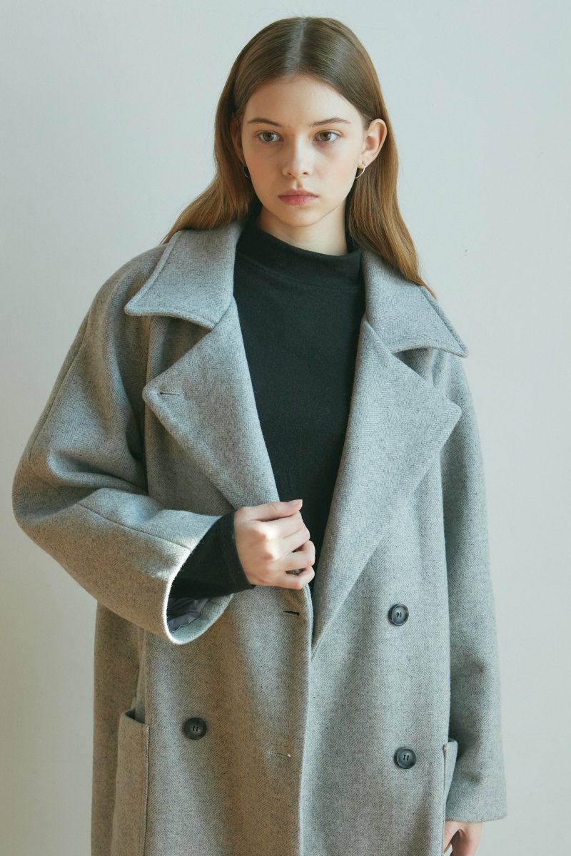 Herringbone Wool Coat -Gray - ＠SEOUL