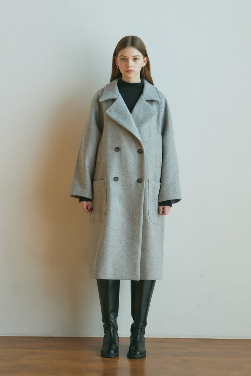 Herringbone Wool Coat -Gray - ＠SEOUL