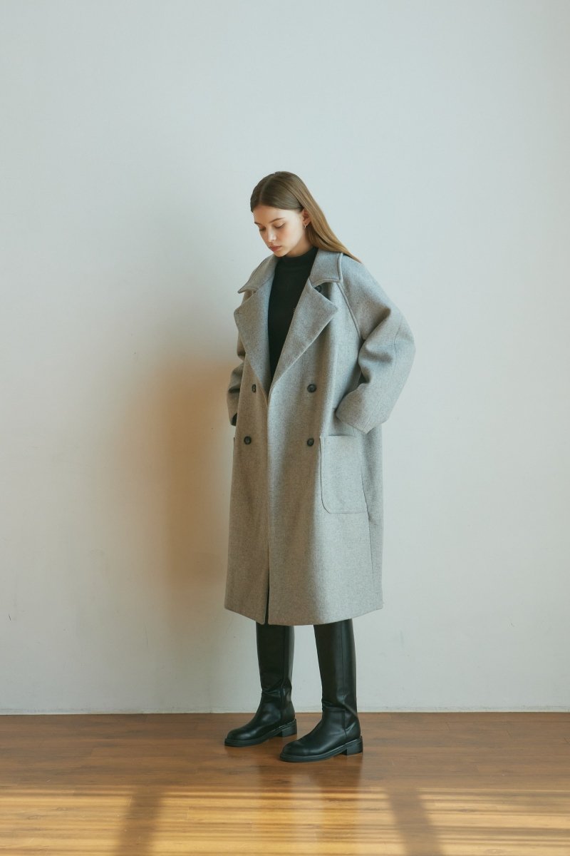 Herringbone Wool Coat -Gray - ＠SEOUL