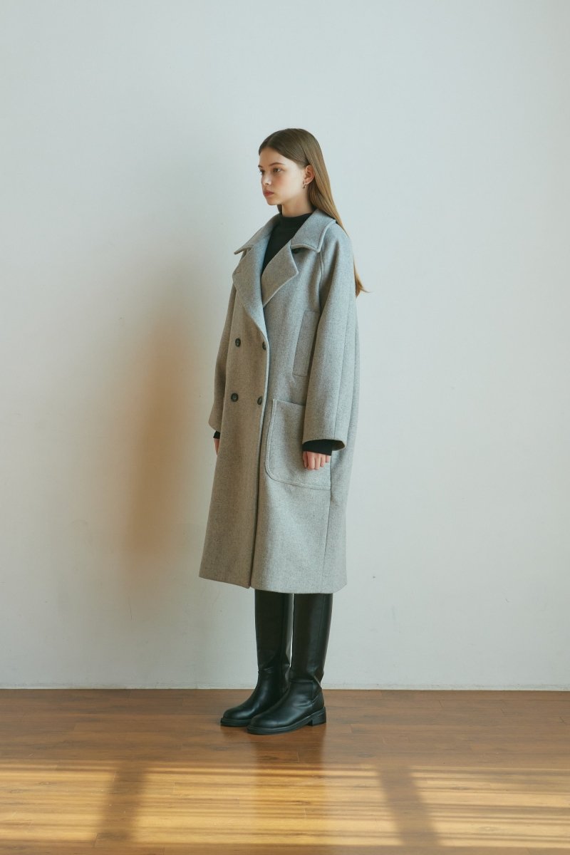 Herringbone Wool Coat -Gray - ＠SEOUL