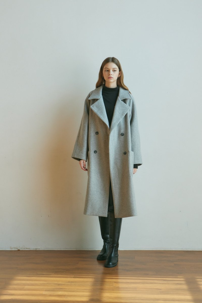 Herringbone Wool Coat -Gray - ＠SEOUL