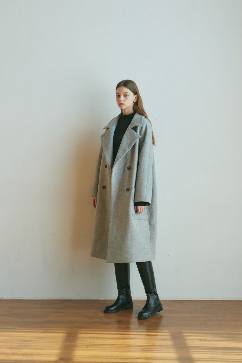 Herringbone Wool Coat -Gray - ＠SEOUL