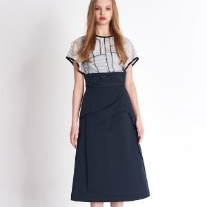 High Waist Cutting Edge Constructive Maxi Wrap Skirt_BLACK [ハイウエストカッティングエッジ構造的マキシラップスカート][ハイウエストカッティングエッジ構造的マキシラップスカート - ＠SEOUL