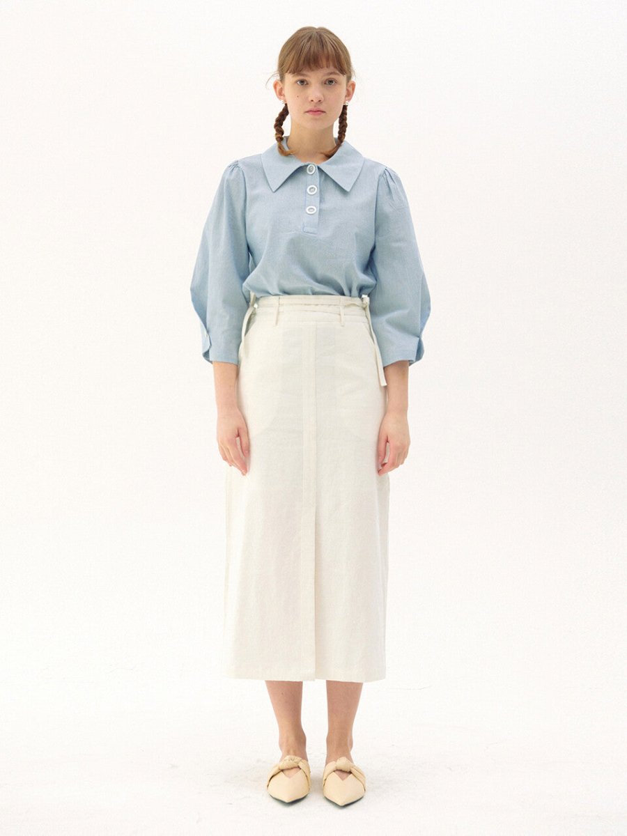 JASMINE LINEN H-LINE SKIRT_IVORY - ＠SEOUL