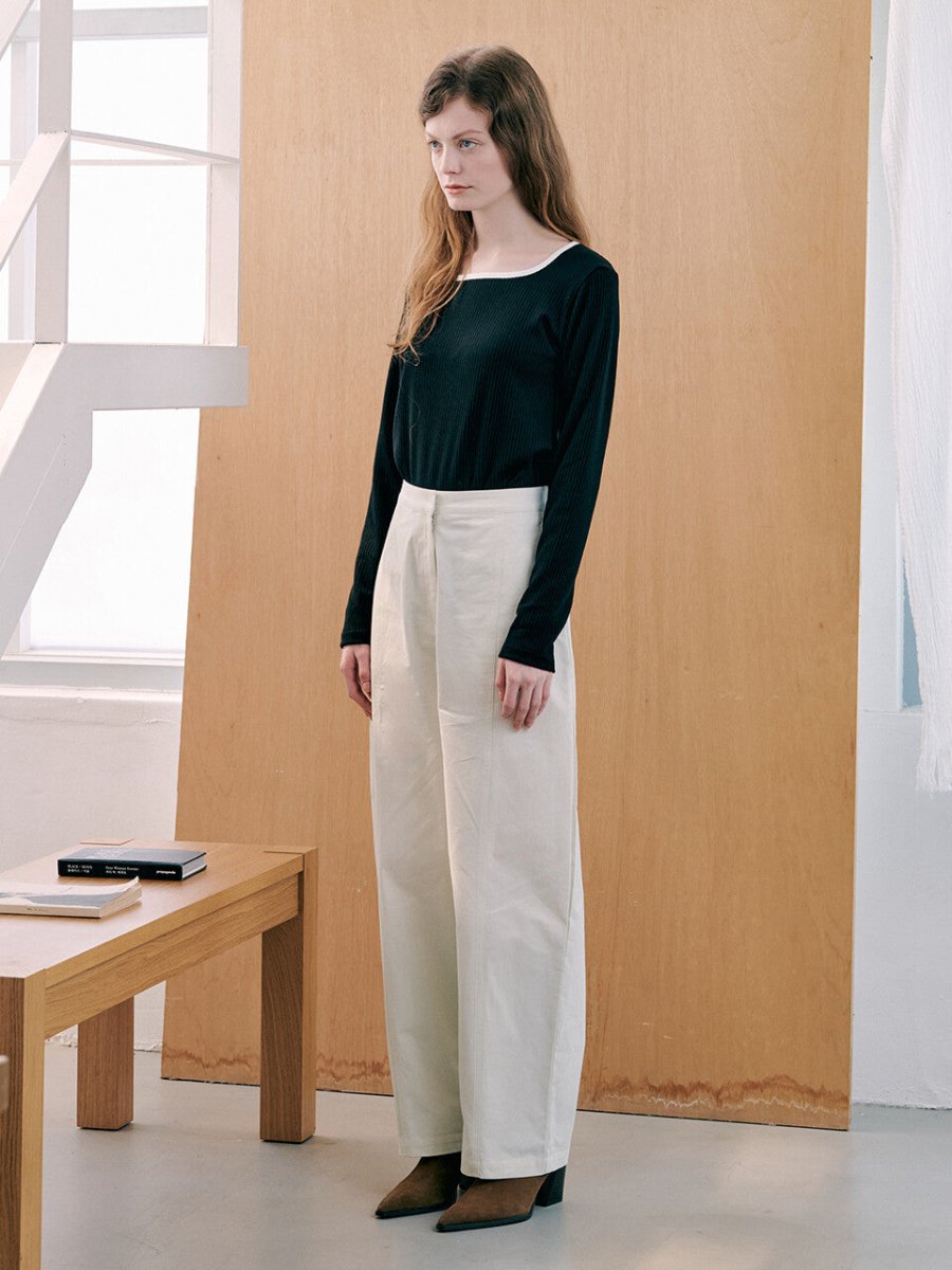 L ROUND VOLUME COTTON PANTS_CREAM - ＠SEOUL