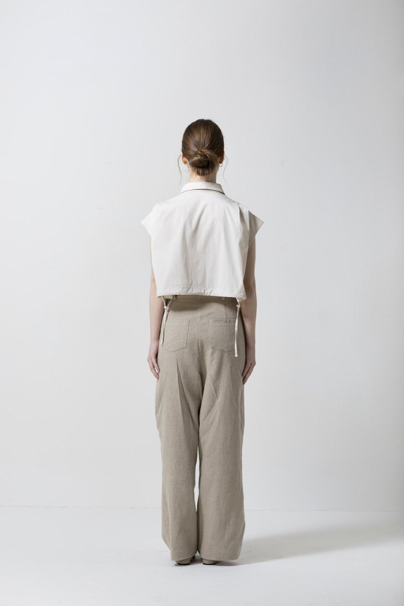 linen pin-tuck wide pants-beige - ＠SEOUL