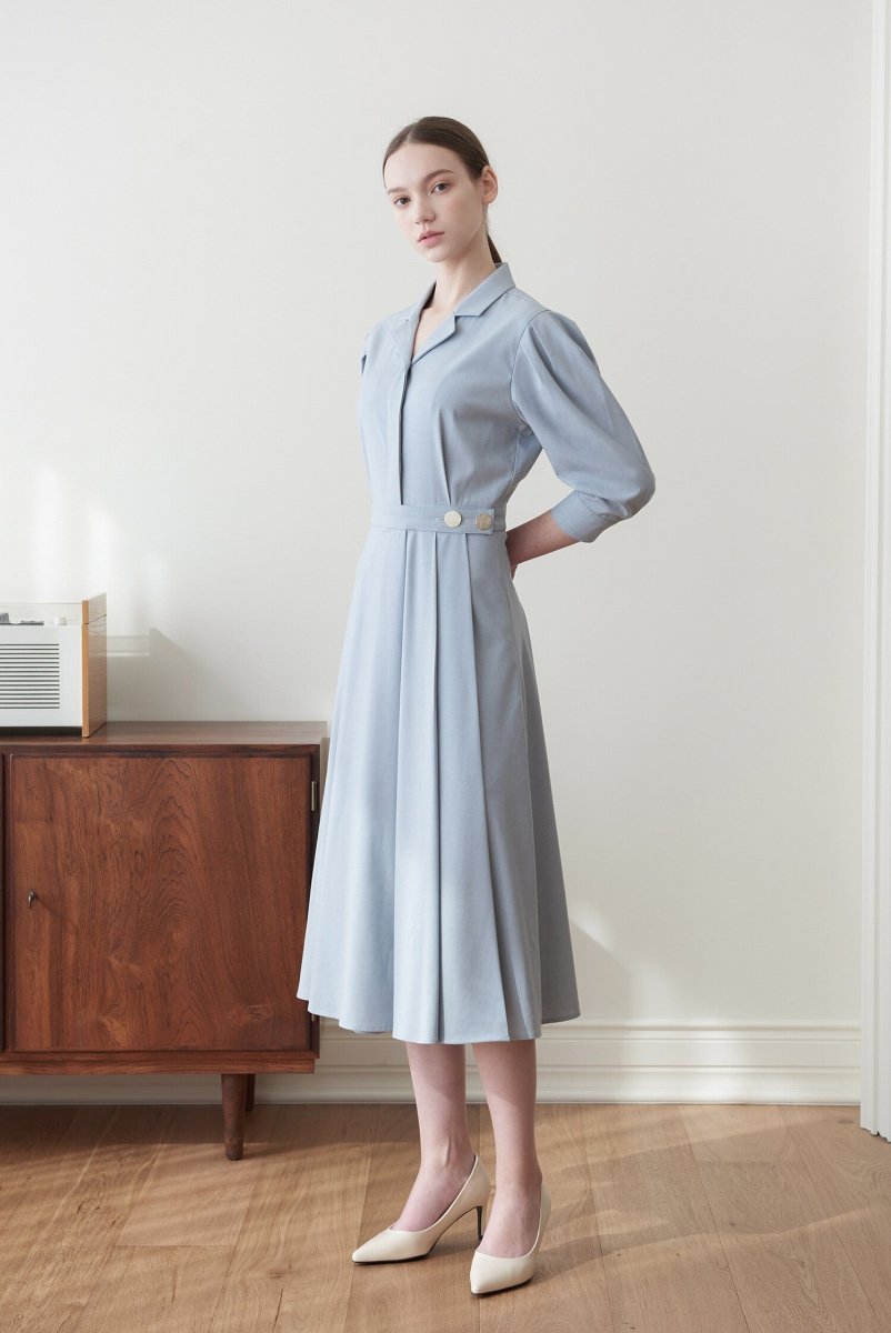 LMJ GOLD BUTTON WRAP ONE-PIECE_SKYBLUE - ＠SEOUL