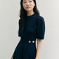 LSC GOLD BUTTON WRAP ONE-PIECE_NAVY - ＠SEOUL