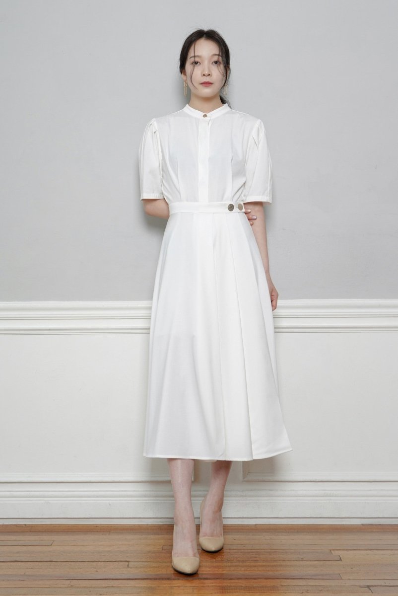 LSC GOLD BUTTON WRAP ONE-PIECE_WHITE - ＠SEOUL