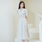 LSJ GOLD BUTTONED WRAP DRESS_IVORY - ＠SEOUL