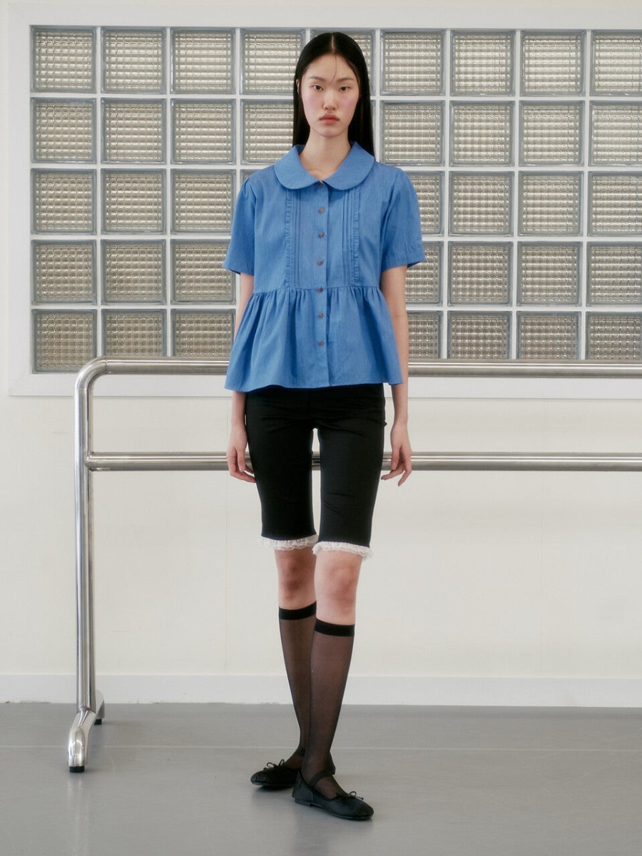 MARGARET FLARED BLOUSE_BLUE - ＠SEOUL