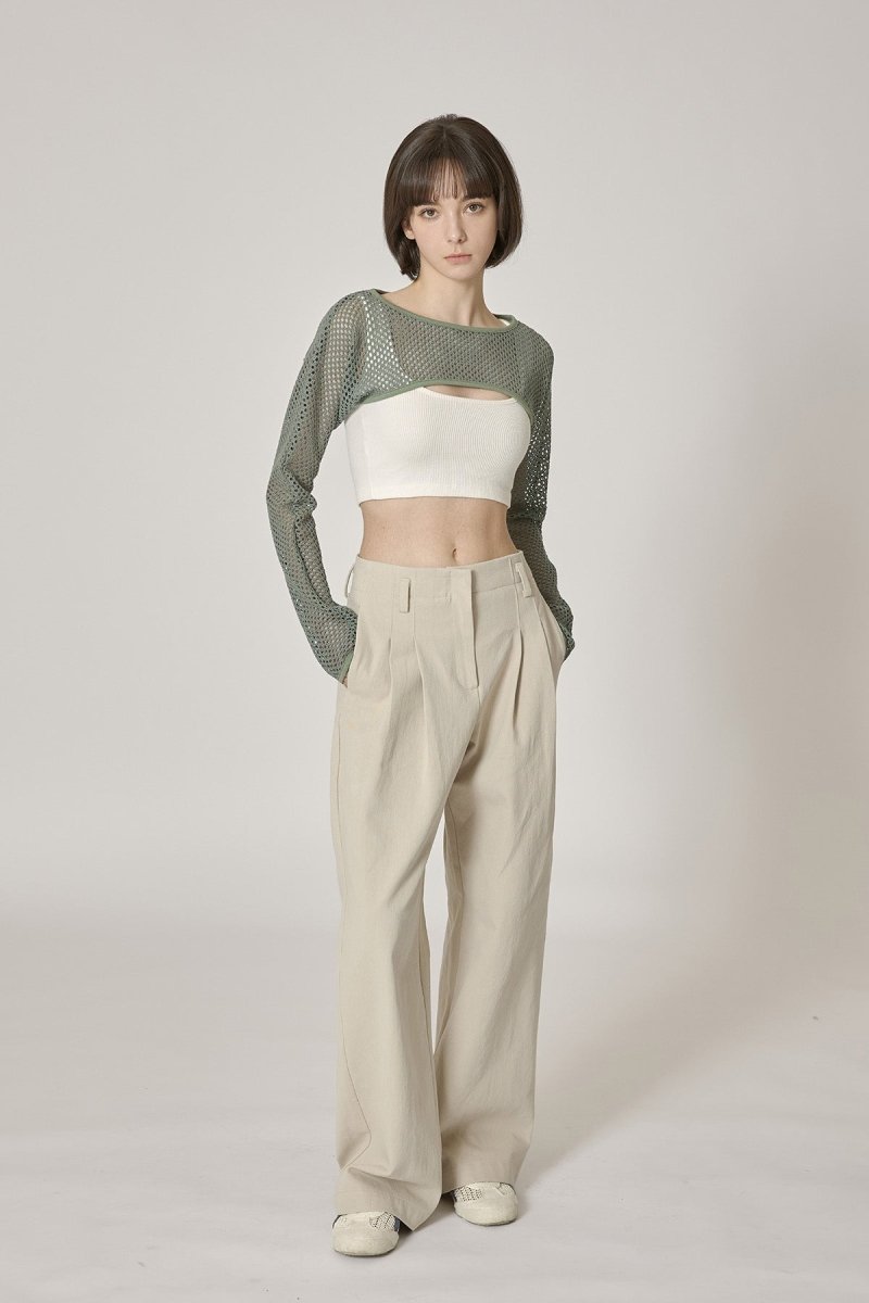 mesh crop layered top-green - ＠SEOUL