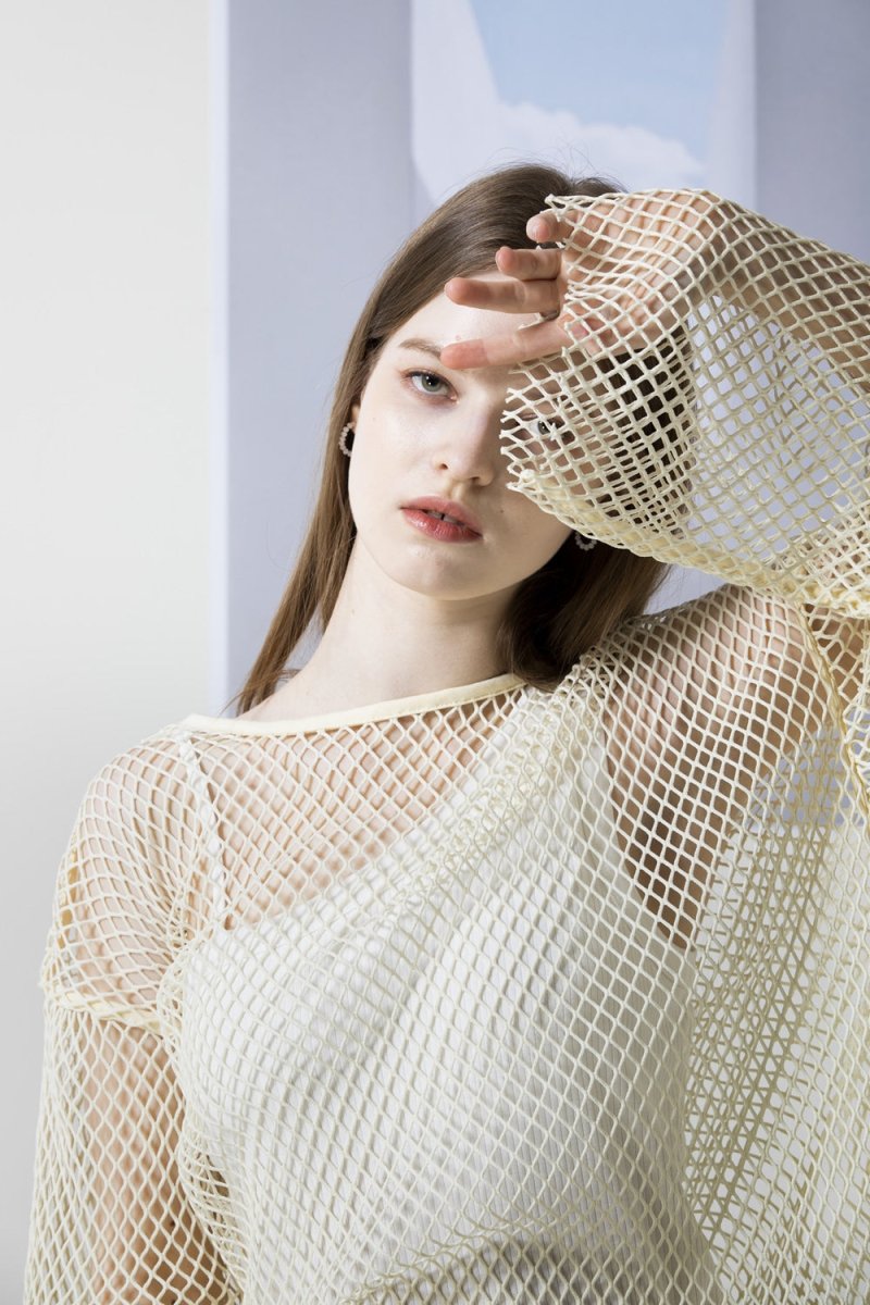 mesh layered top-cream - ＠SEOUL