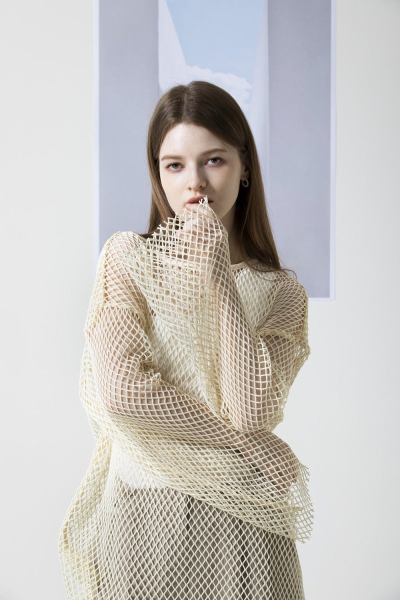 mesh layered top-cream - ＠SEOUL